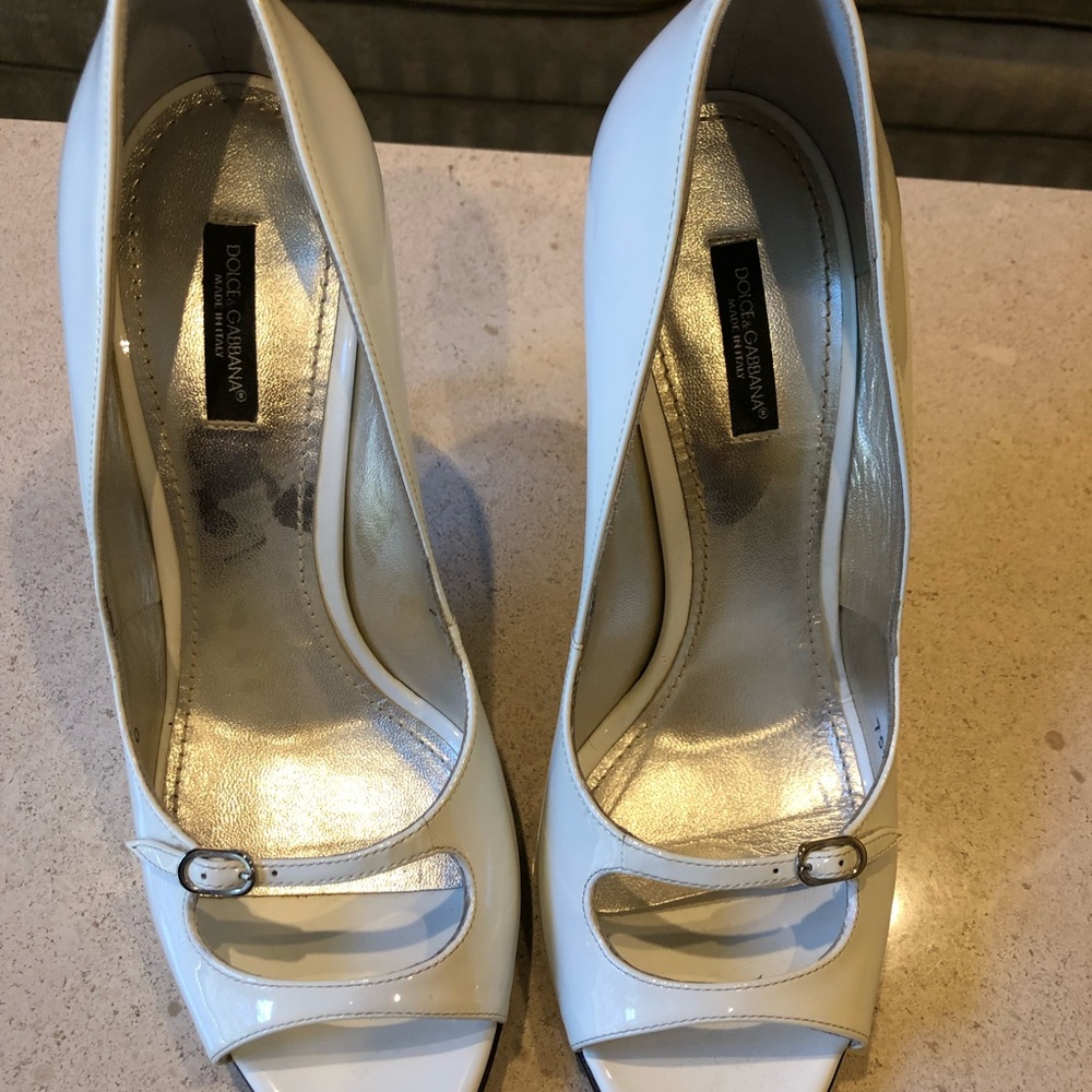 Dolce Gabbana White Patent Leather Pumps